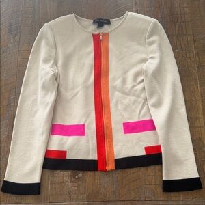 St. John Cream Blazer with Red and Pink Accents